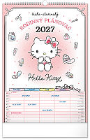 NOTIQUE Nástenný kalendár Rodinný plánovací Hello Kitty XL CZ/SK 2027, 33 x 46 cm