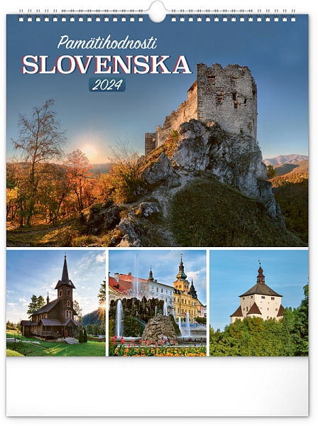 Nástenný kalendár Pamätihodnosti Slovenska 2024, 30 × 34 cm