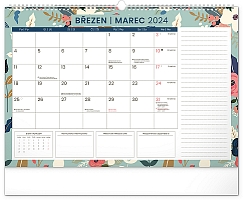 Nástenný plánovací kalendár Kvety 2024, 48 × 33 cm 3