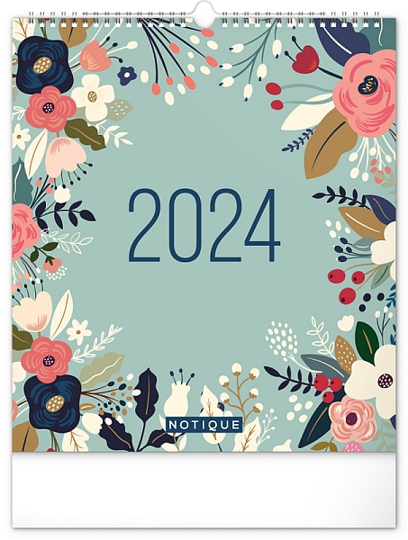 Nástenný plánovací kalendár Kvety 2024, 30 × 34 cm
