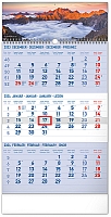 Nástenný kalendár 3-mesačný Tatry modrý – so slovenskými menami 2024, 29,5 × 43 cm