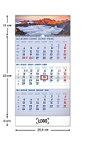 Nástenný kalendár 3-mesačný Tatry modrý – so slovenskými menami 2024, 29,5 × 43 cm 1
