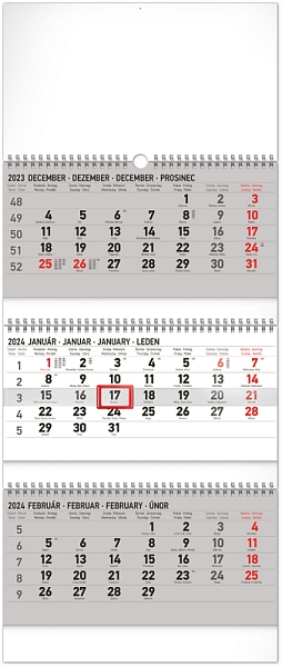 Nástenný kalendár 3-mesačný štandard skladací 2024, 29,5 × 69,5 cm