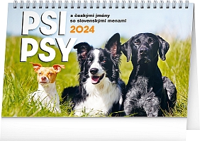 Stolový kalendár Psi – Psy CZ/SK 2024, 23,1 × 14,5 cm