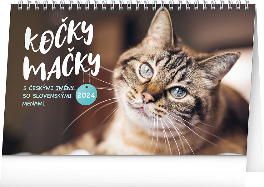 Stolový kalendár Kočky – Mačky CZ/SK 2024, 23,1 × 14,5 cm