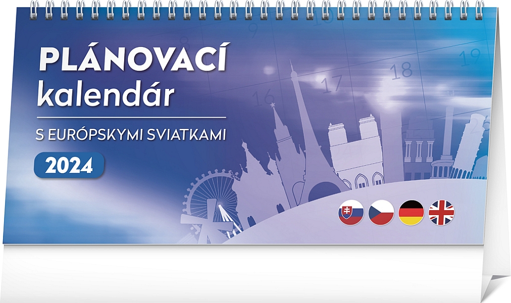 Stolový kalendár Plánovací s európskymi sviatkami 2024, 25 × 12,5 cm