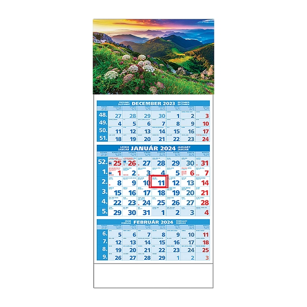 Plánovací kalendár ŠTANDARD 3M modrý 2024