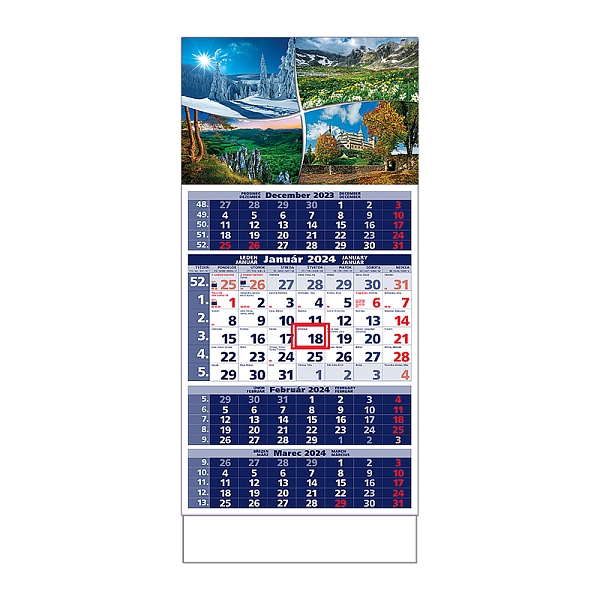 Plánovací kalendár ŠTANDARD 4M modrý 2024