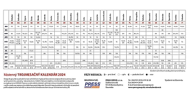 Nástenný kalendár TROJMESAČNÝ 2024 - Hory 3