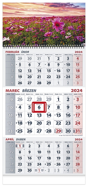 Nástenný kalendár TROJMESAČNÝ 2024 - Lúka