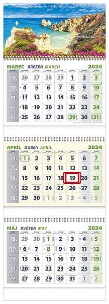 Nástenný kalendár 3-ŠPIRÁLOVÝ 2024 - Pobrežie