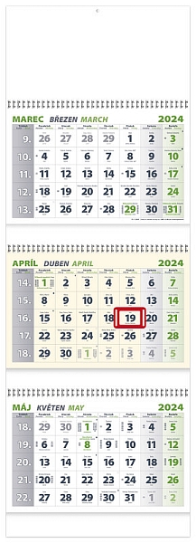 Nástenný kalendár 3-ŠPIRÁLOVÝ 2024 - Biely