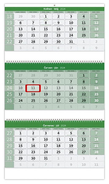 Trojmesačný kalendár GREEN na recyklovanom papieri