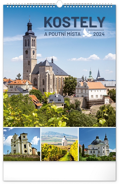 Nástenný kalendár Kostoly a pútnické miesta 2024, 33 × 46 cm