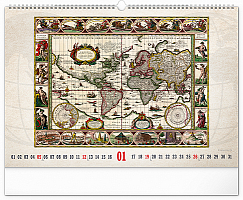 Nástenný kalendár Staré mapy 2025, 48 × 33 cm 1