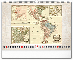 Nástenný kalendár Staré mapy 2025, 48 × 33 cm 2