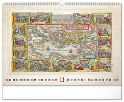 NOTIQUE Nástenný kalendár Staré mapy 2026, 48 x 33 cm 11