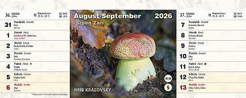 Stolový kalendár Huby 2026 2