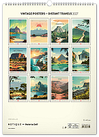 NOTIQUE Nástenný kalendár Vintage plagáty – ďaleké kraje 2027, 33 x 46 cm 13