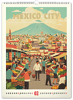 NOTIQUE Nástenný kalendár Vintage plagáty – svetové mestá 2027, 33 x 46 cm 2