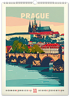 NOTIQUE Nástenný kalendár Vintage plagáty – svetové mestá 2027, 33 x 46 cm 11