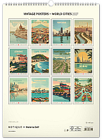 NOTIQUE Nástenný kalendár Vintage plagáty – svetové mestá 2027, 33 x 46 cm 13