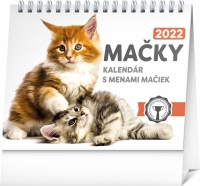 Stolový kalendár Mačky – s menami mačiek 2022, 16,5 × 13 cm