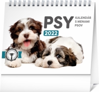 Kalendár - Stolový kalendár Psy – s menami psov 2022, 16,5 × 13 cm