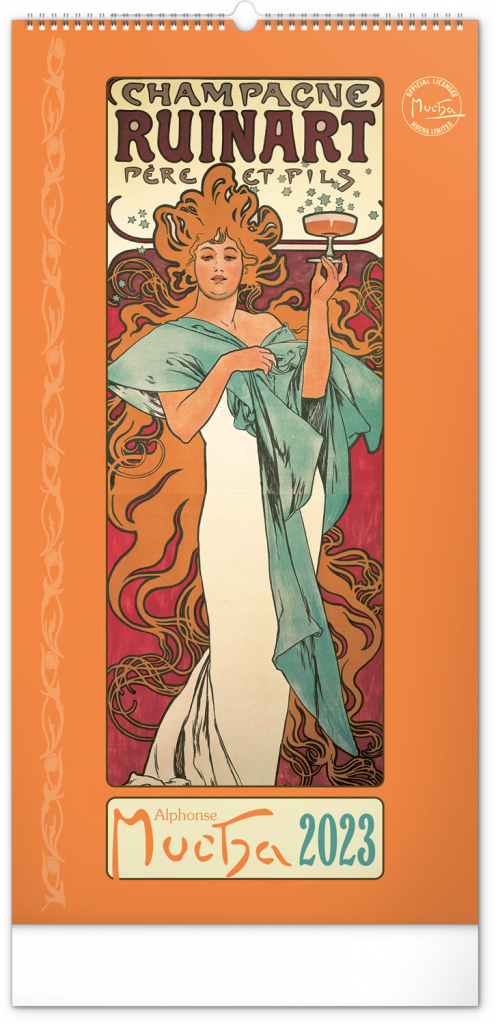 Nástenný kalendár Alfons Mucha 2023, 33 × 64 cm