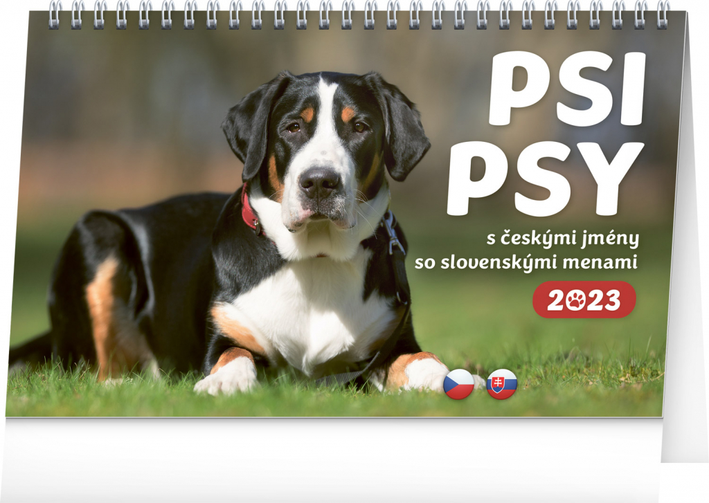 Stolový kalendár Psi – Psy CZ/SK 2023, 23,1 × 14,5 cm