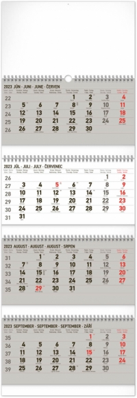 Kalendár - Nástenný kalendár 4-mesačný štandard skladací 2023, 29,5 × 84,5 cm