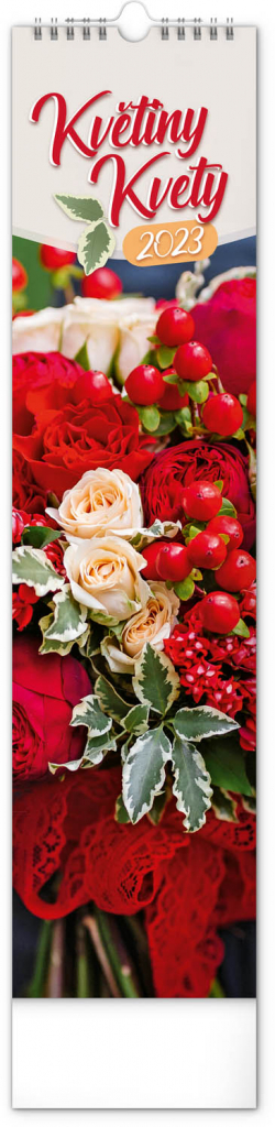 Nástenný kalendár Květiny – Kvety CZ/SK 2023, 12 × 48 cm