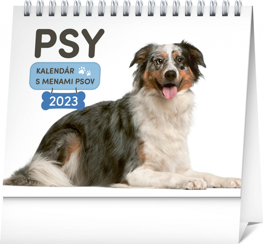 Stolový kalendár Psy – s menami psov 2023, 16,5 × 13 cm
