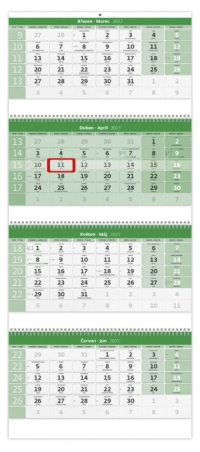 Kalendár - Štvormesačný kalendár so špirálou GREEN na recyklovanom papieri