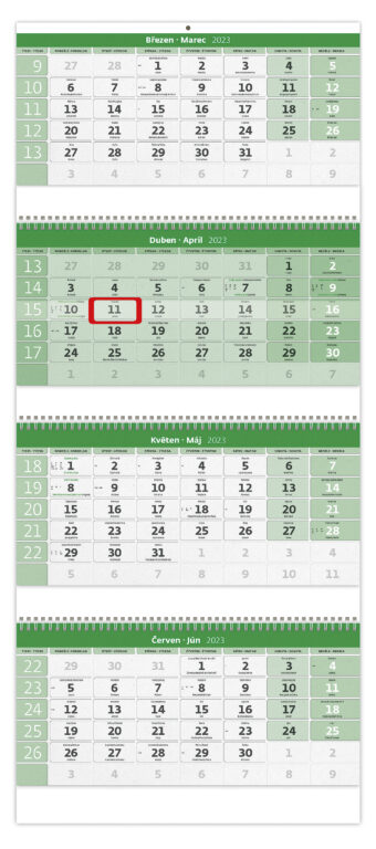 Štvormesačný kalendár so špirálou GREEN na recyklovanom papieri