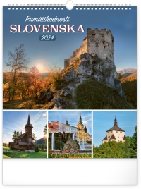 Kalendár - Nástenný kalendár Pamätihodnosti Slovenska 2024, 30 × 34 cm