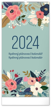 Kalendár - Nástenný plánovací kalendár Kvety 2024, 21 × 42 cm