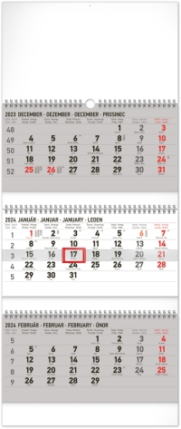 Kalendár - Nástenný kalendár 3-mesačný štandard skladací 2024, 29,5 × 69,5 cm