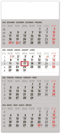 Kalendár - Nástenný kalendár 4-mesačný štandard 2024, 29,5 × 57 cm