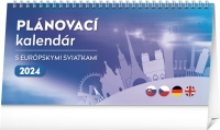 Kalendár - Stolový kalendár Plánovací s európskymi sviatkami 2024, 25 × 12,5 cm