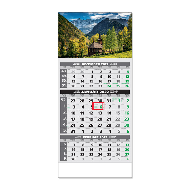 Trojmesačný Kalendár Štandard 3M Eco 2022