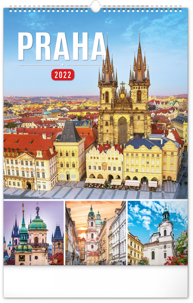 Nástenný kalendár Praha 2022, 33 × 46 cm