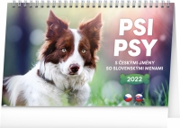 Stolový kalendár Psi – Psy CZ/SK 2022, 23,1 × 14,5 cm